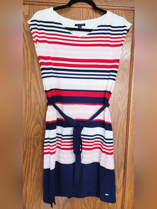 Tommy Hilfiger Dresses & Skirts - Tommy Hilfiger Red Navy White Striped Tie-Waist Midi Dress
